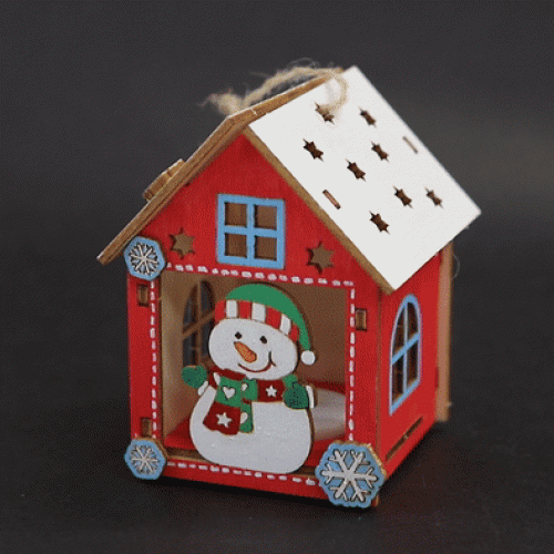 크리스마스 LED 하우스 (눈사람) 2개입 [본색출고] - 재질(합판)