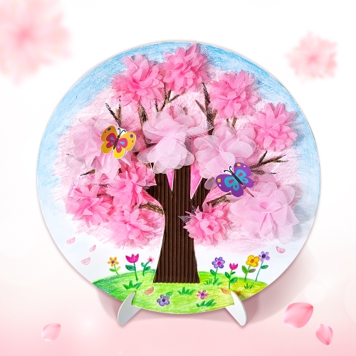 만들기 봄 벚꽃 나무 입체 원형 액자 (4인용)